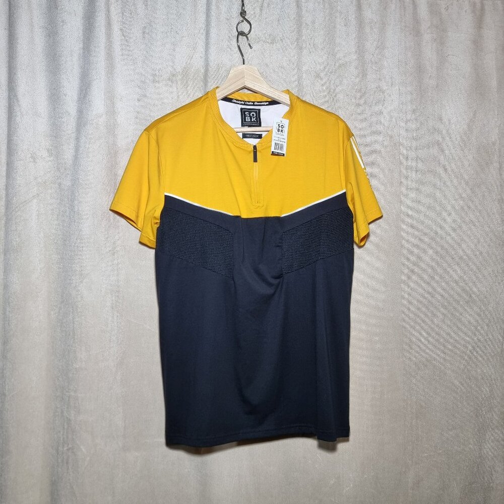 SOBK Straight Outta Brooklyn Black White Mustard Men Shirt NWT Supreme Cotton L